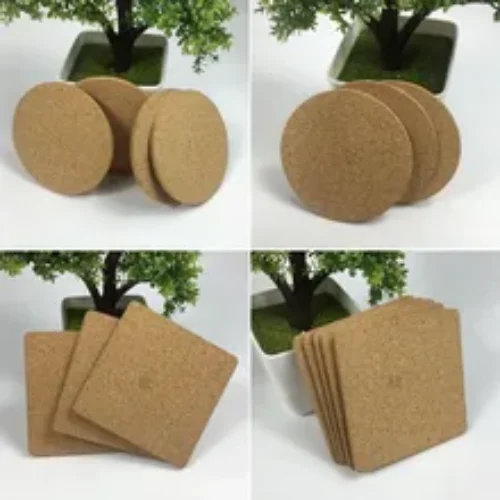 Cork Coasters Handy Round Square Shape Dia 9Cm 10Cm Plain Natural Wine Drink Tea Coffee Coaster For Home Office Kitchen