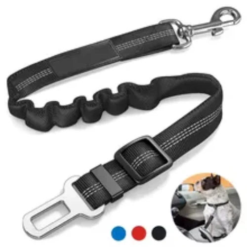 Dog Seat Belt Car Seatbelt Harness for Dogs Adjustable Durable Nylon Reflective Bungee Fabric Tether Car Travel Supplies for Pet