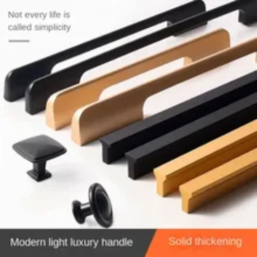 Gold Black Long Furniture Handle Kitchen Handle Cabinet Knobs and Handles Aluminium Alloy Wardrobe Door Pull Hardware