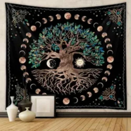 Mysterious Tree of life Mushroom Forest Tapestry Wall Hanging Fairy Tale Bohemian Psychedelic Home Dormitory Dream Decor