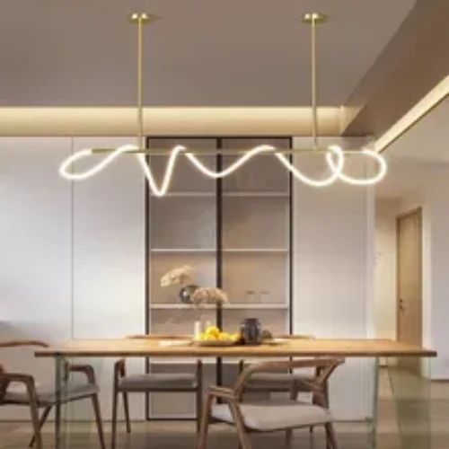 Nordic Modern Hose Led Chandelier Gold Loft Lamp Long Dining Room Light Center Table Kitchen Pendant Lamp Home Decor Lighting.